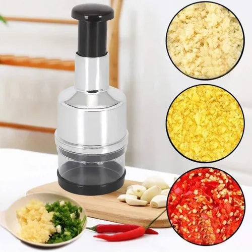Multifunctional Onion & Garlic Cutter | Stainless Steel Manual Vegetable Chopper
